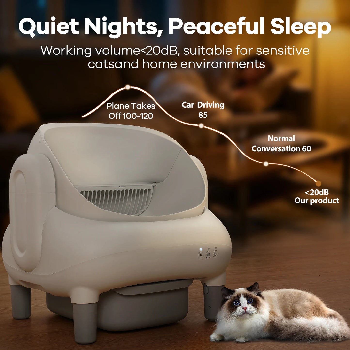 Open Top Self-Cleaning Cat Litter Box, Automatic Smart Litter Box with App Control for Multiple Cats