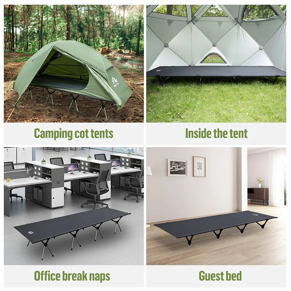 Camping Cot Bed - Portable Folding Sleeping Cots for Adults 1-Person Outdoor Elevated Off-Ground Beds Easy Set-Up Army Sleeping Bed