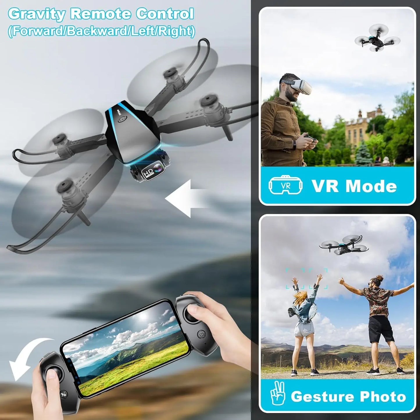 1080P HD Foldable Drone With Camera for Adults, 2 Batteries, Carrying Case, Stable Hover & Trajectory Flight