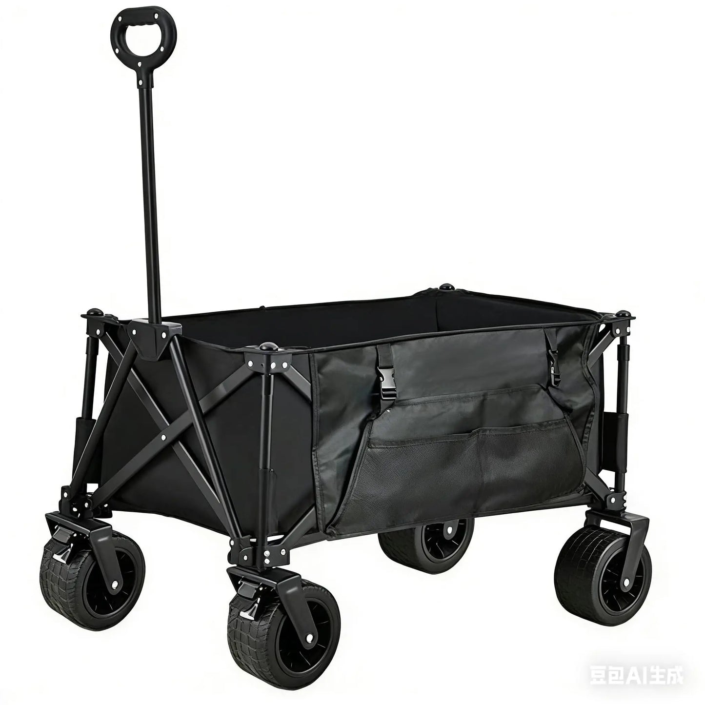Outdoor Camping Cart with 8 Inch Wheels/Adjustable Handle 600D Oxford Cloth Foldable All Terrain Trolley Wagon for Picnic Garden