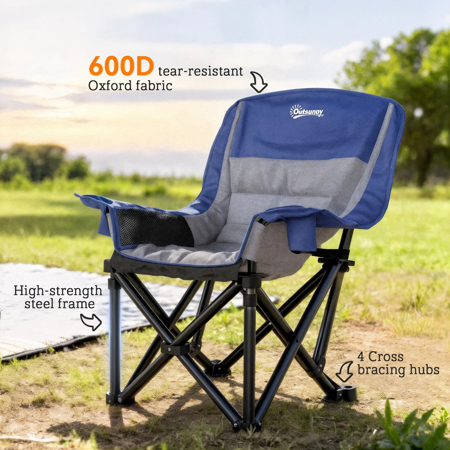 Camping Chair for Adults, Portable Folding Chair, Light Gray