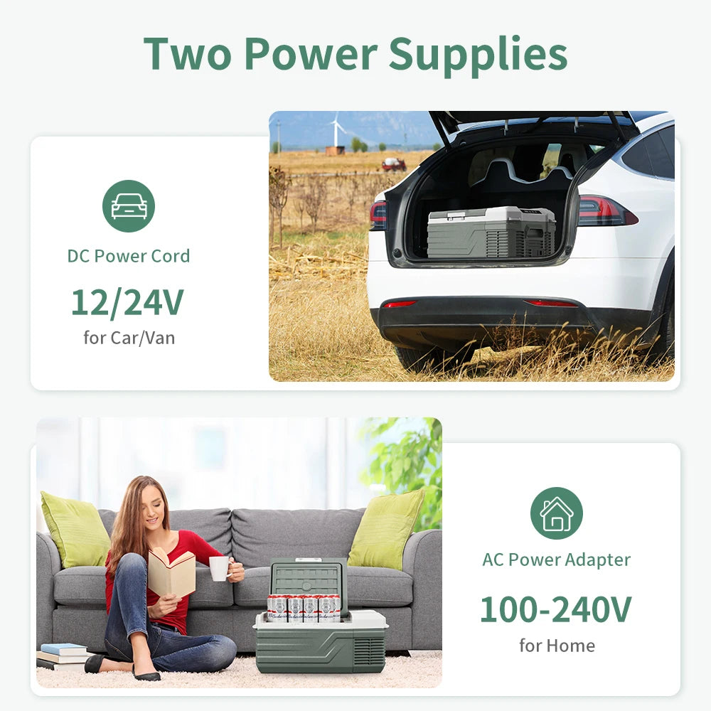 NL15 15L Portable Car Refrigerator 12 Volt Mini Fridge Freezer 12/24V DC 100-240V AC Cooler Ice Box for Truck Camping