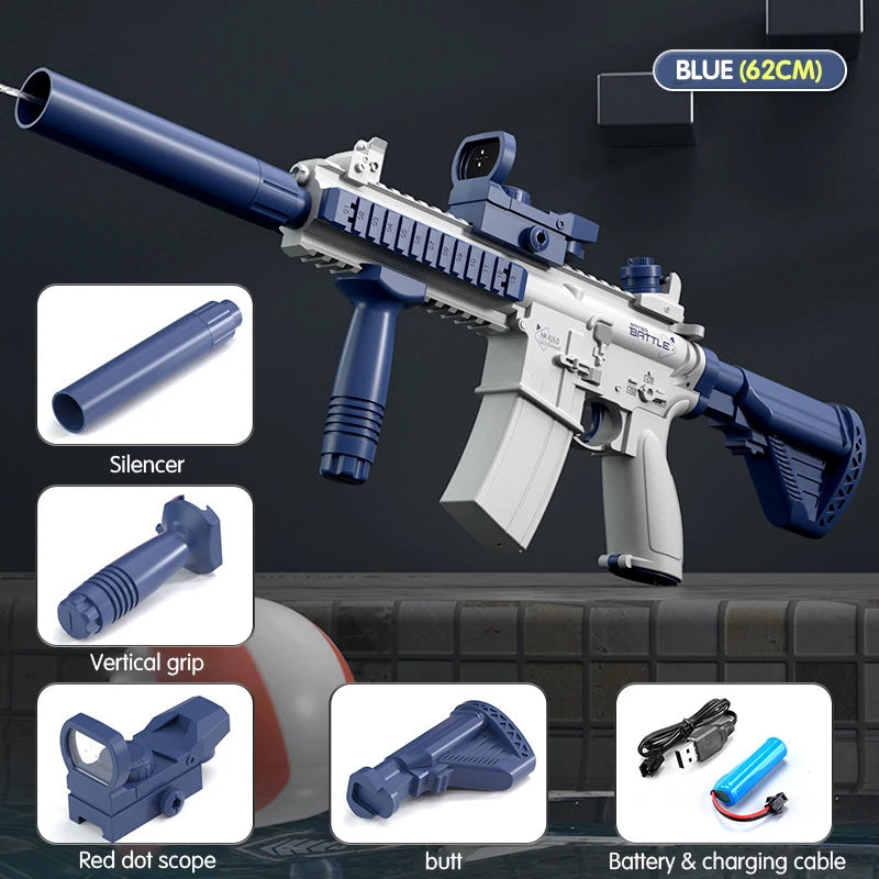 M416 Electric Water Gun Pistol 10M Long Range Portable Guns Children Pool Beach Outdoor Fight Shooting Toys for Kid Games