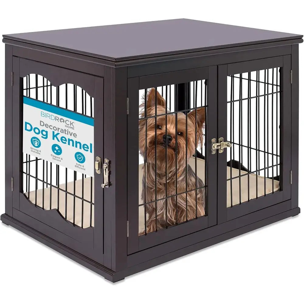 Elegant Wooden Dog House with Dual Entry Doors and Built-In Pet Bed for Large Dogs