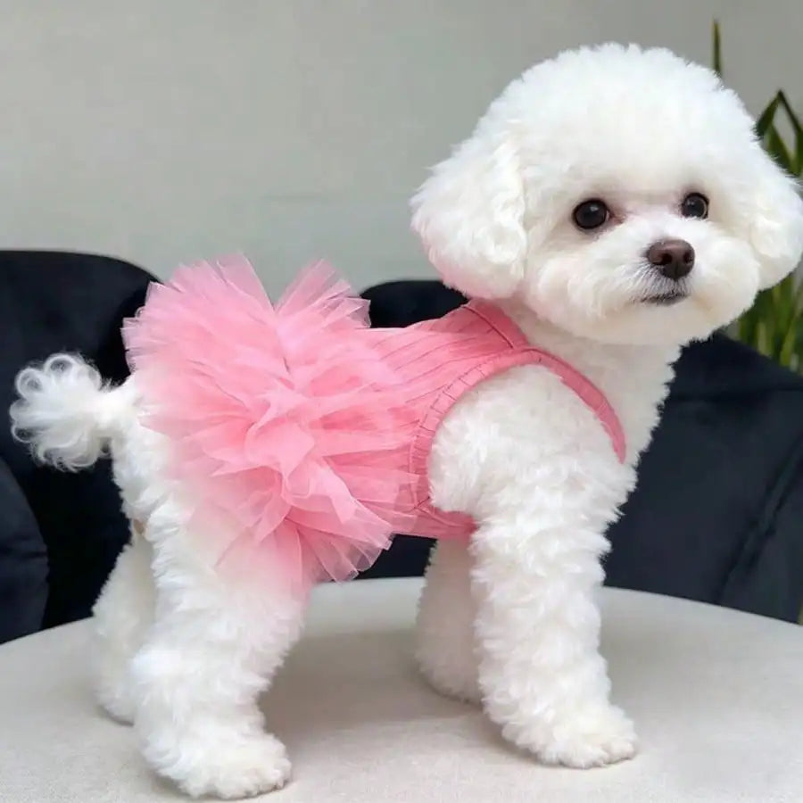 1pc Dog Cat Pink Tutu Clothes Valentine Day Dresses Small Doggy Pet Sweet Outdoor Birthday Party Festival Outfit