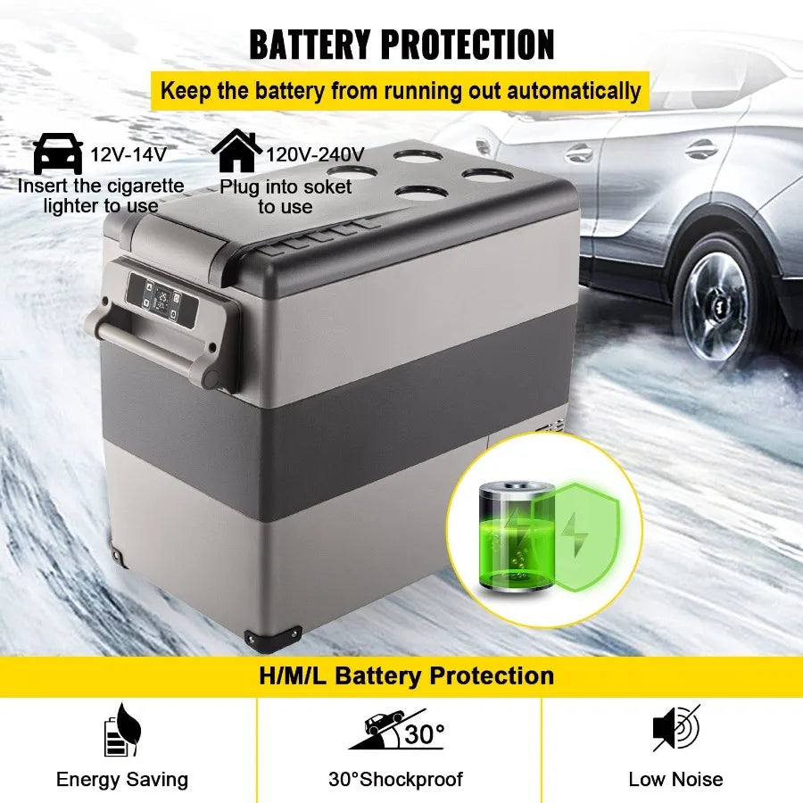 12 Volt Refrigerator 58 Qt Dual Zone Portable Freezer Cooler with 12/24V DC and 110-240V AC for Car Truck RV Camping Home Use