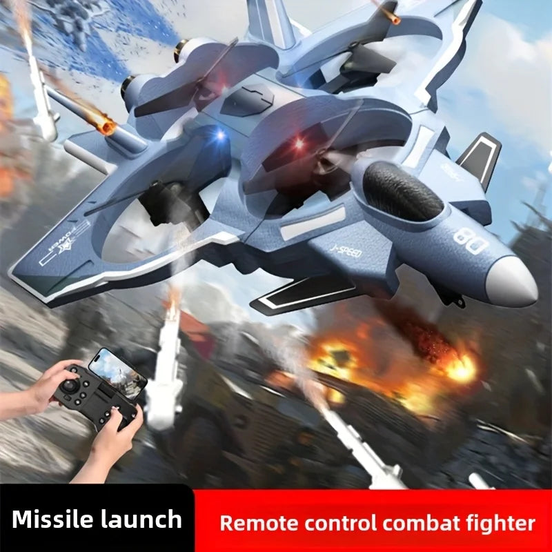 American New Type Remote Control Combat Plane With Missile Launching, Camera Equipped, Quadcopter Fighter Drone Model Toy, Outdoor