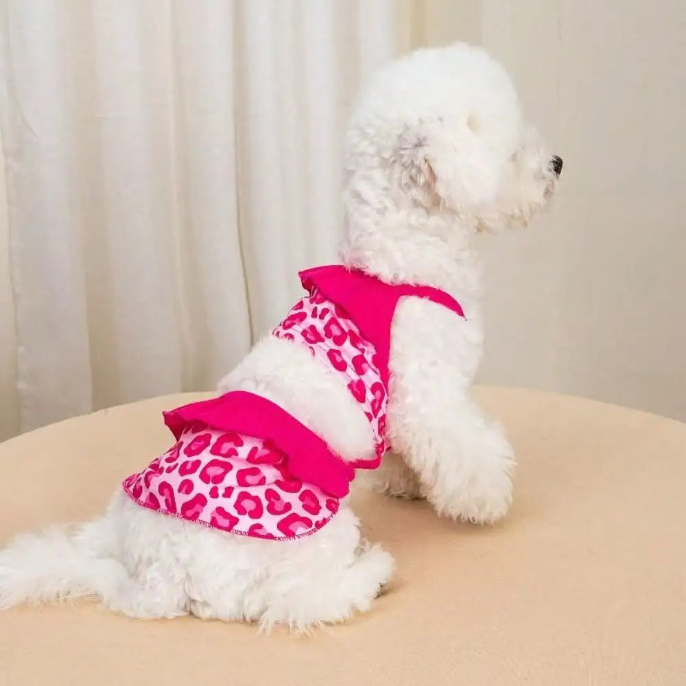 Pet Dog Apparel: Camisole Lace Printed Dress For Daily Wear & Outdoor Photoshoots; Dog Beach Bikini Spaghetti Strap Dress; Cute Small Dog Outdoor Going-Out Dresses - Summer Outfit, Pet Photography Prop & Canine Clothes