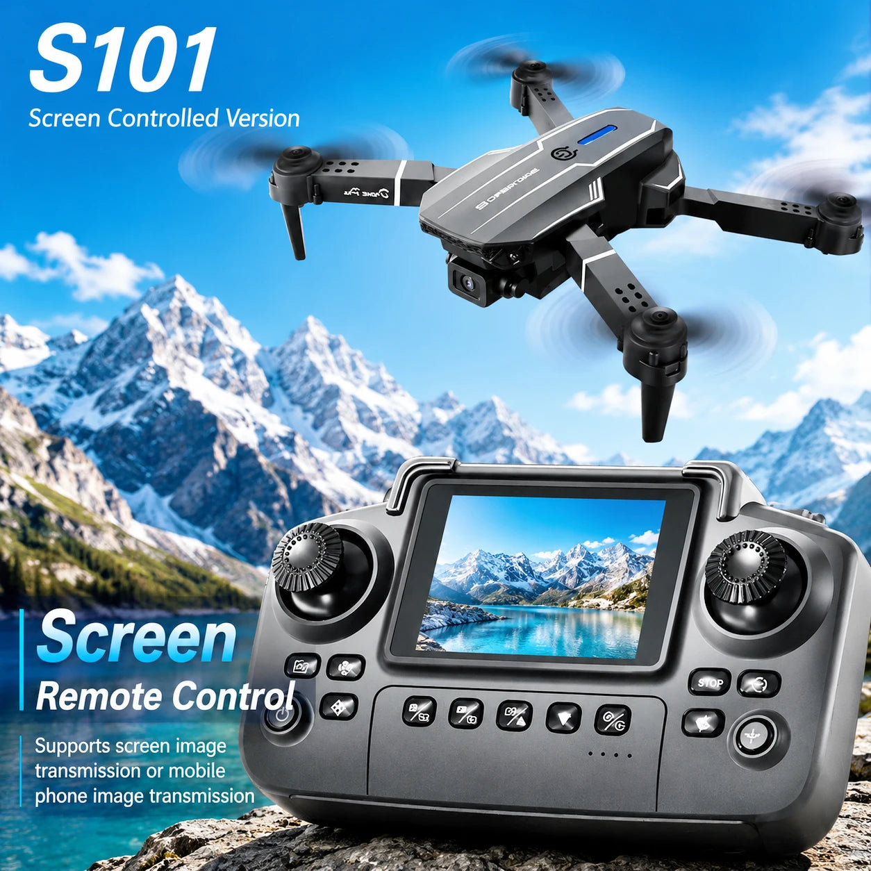 2.4Ghz RC Drone with HD Dual Camera Altitude Hold Path Planning Flight 3-Speed Adjustable Foldable Drone Toy