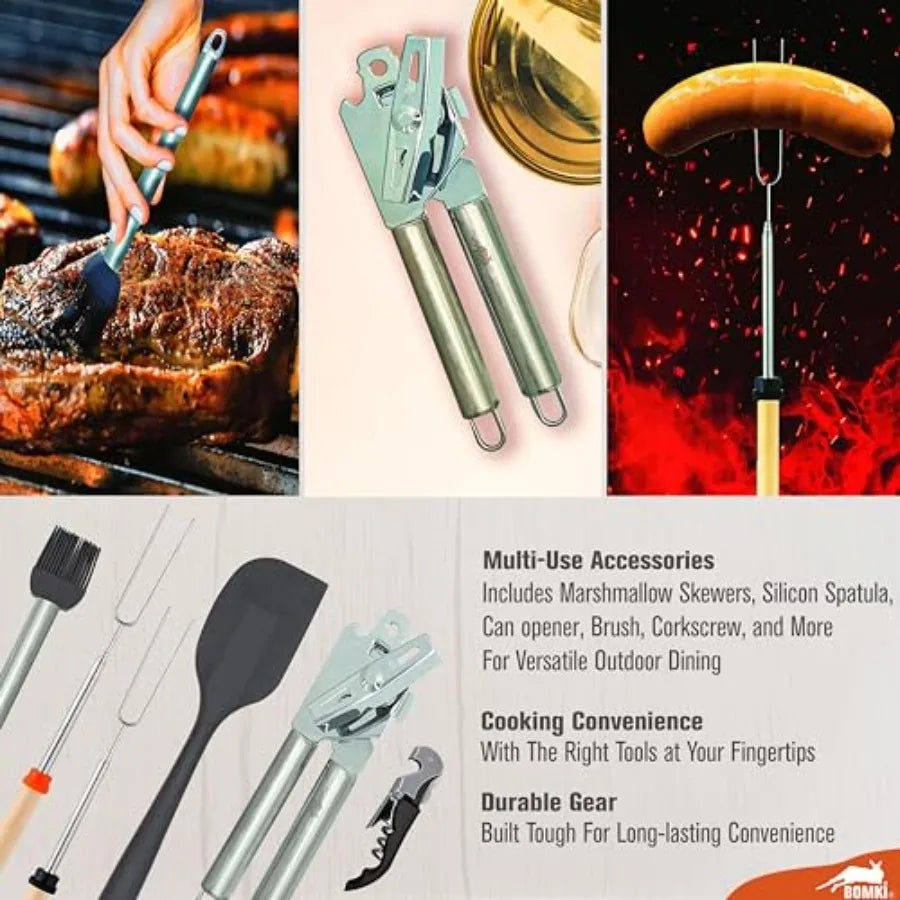 Grilling and Camping Cooking Utensils Set for The Outdoors BBQ - Camping Utensil Set Kitchen Set Cookware Accessories
