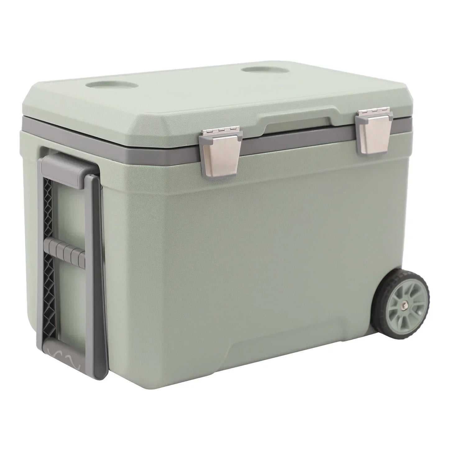 47.5 QT Insulated Hard Cooler with Wheels Portable Ice Chest Box, Wheeled Cooler Drybox Cooler with Handle for Camping, Boating