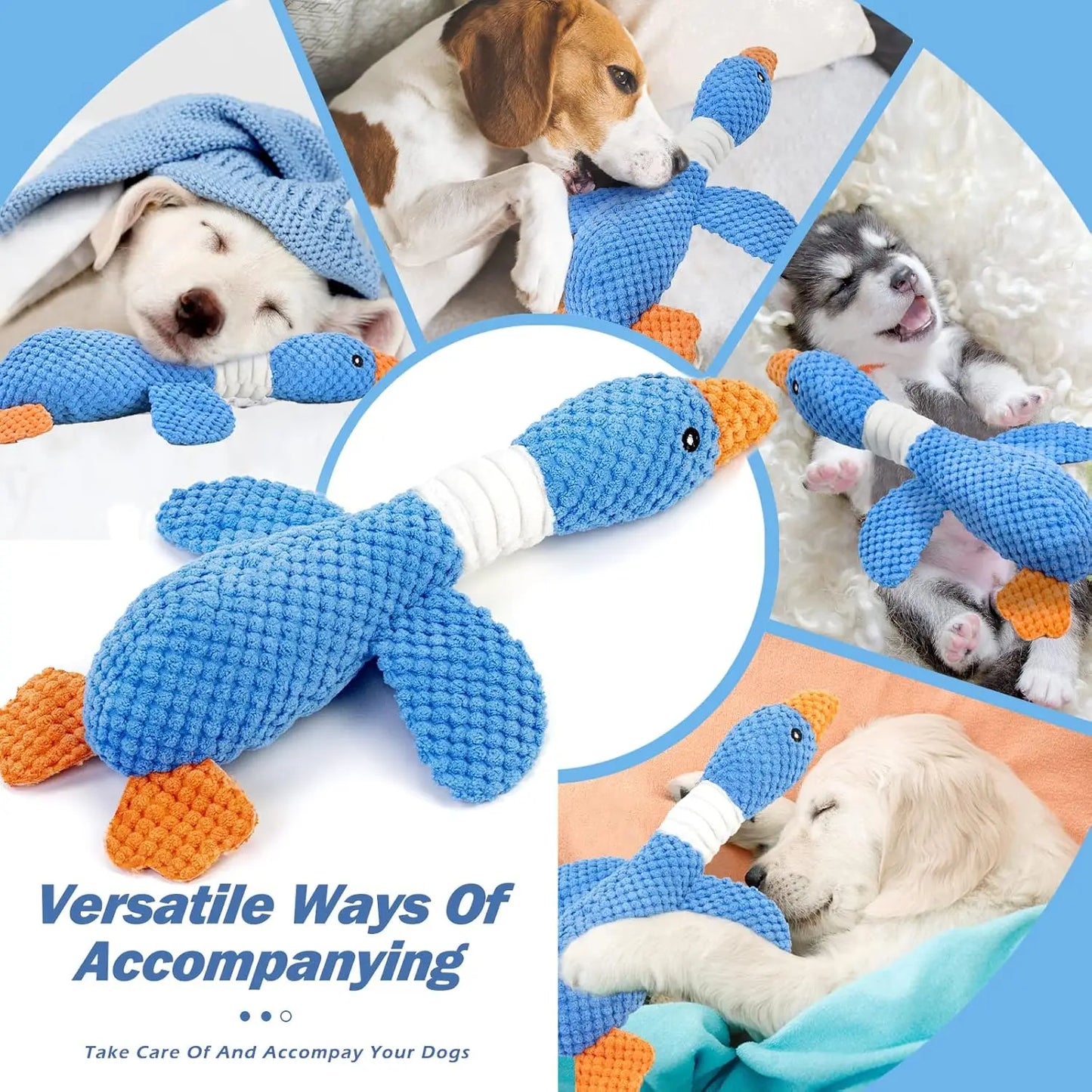 Upgraded Goose Indestructible Dog Toys for Aggressive Chewers Small Medium Large Breed, Crinkle Squeaky Plush Dog Puppy Chew Toy