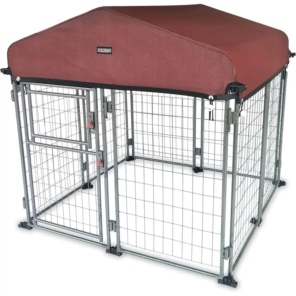 My Pet Companion Dog Kennel with Roof Cover (4.5’) - Weather Resistant / Covered / Heavy Duty / Outdoor / Winter Welded Wire Pet Kennel