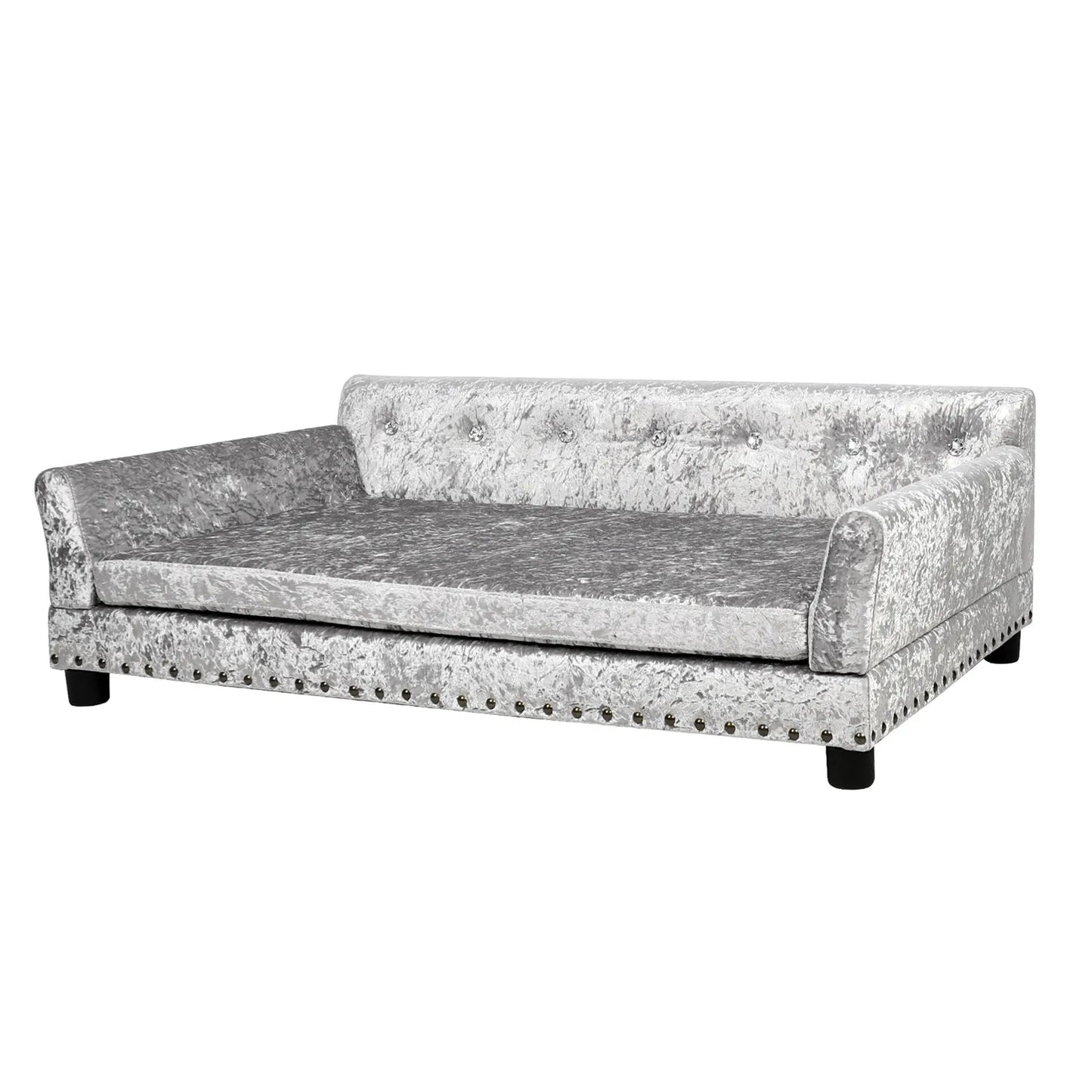 Large Dog Sofa Bed Deluxe Tufted Elevated Jumbo Dog Couch Bed Made Of Velvet - Pet Giant Snuggle Sofa Lounger Memory Foam