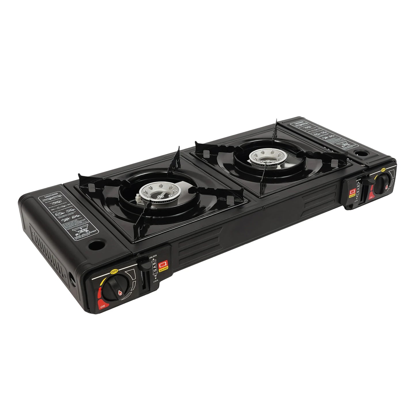 2 Burners Portable Camping Stove, Camping Stove with Baking Tray & Portable Case, 2500W Gas Stove 64cm*29cm*12cm