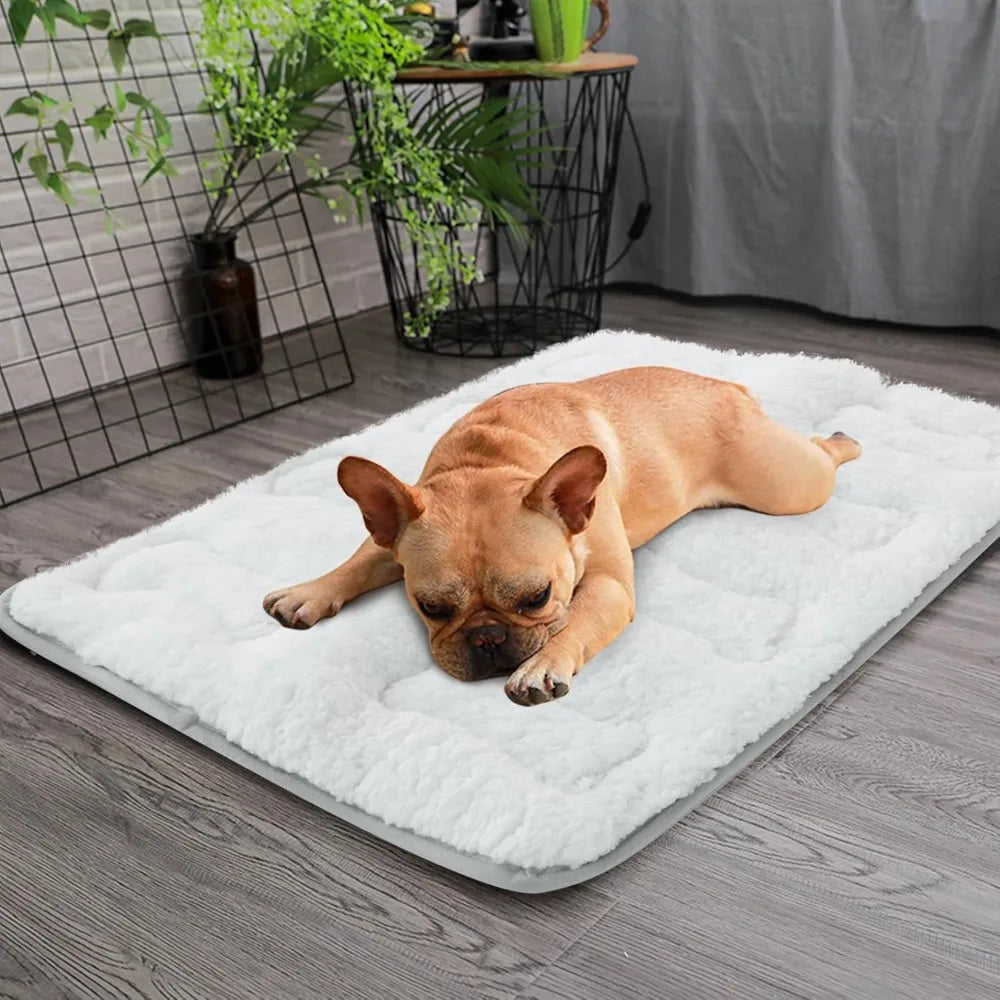 Small Dog Crate Mat, 24 x 18 Soft Plush Bed Pad, Machine Washable with Anti-Slip Bottom