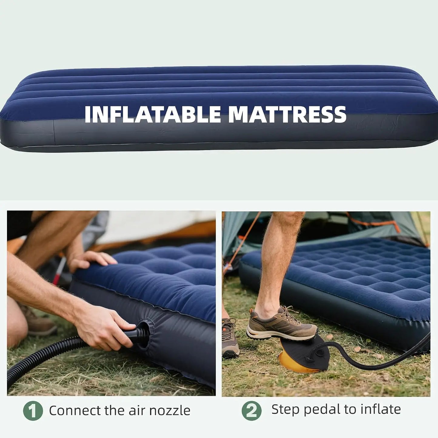 6-in-1 Folding Camping Cot Tent with Air Mattress, Sleeping Bag, Pillow, Bed Cover & Carry Bag for Outdoor Hiking, Backpacking, Picnic