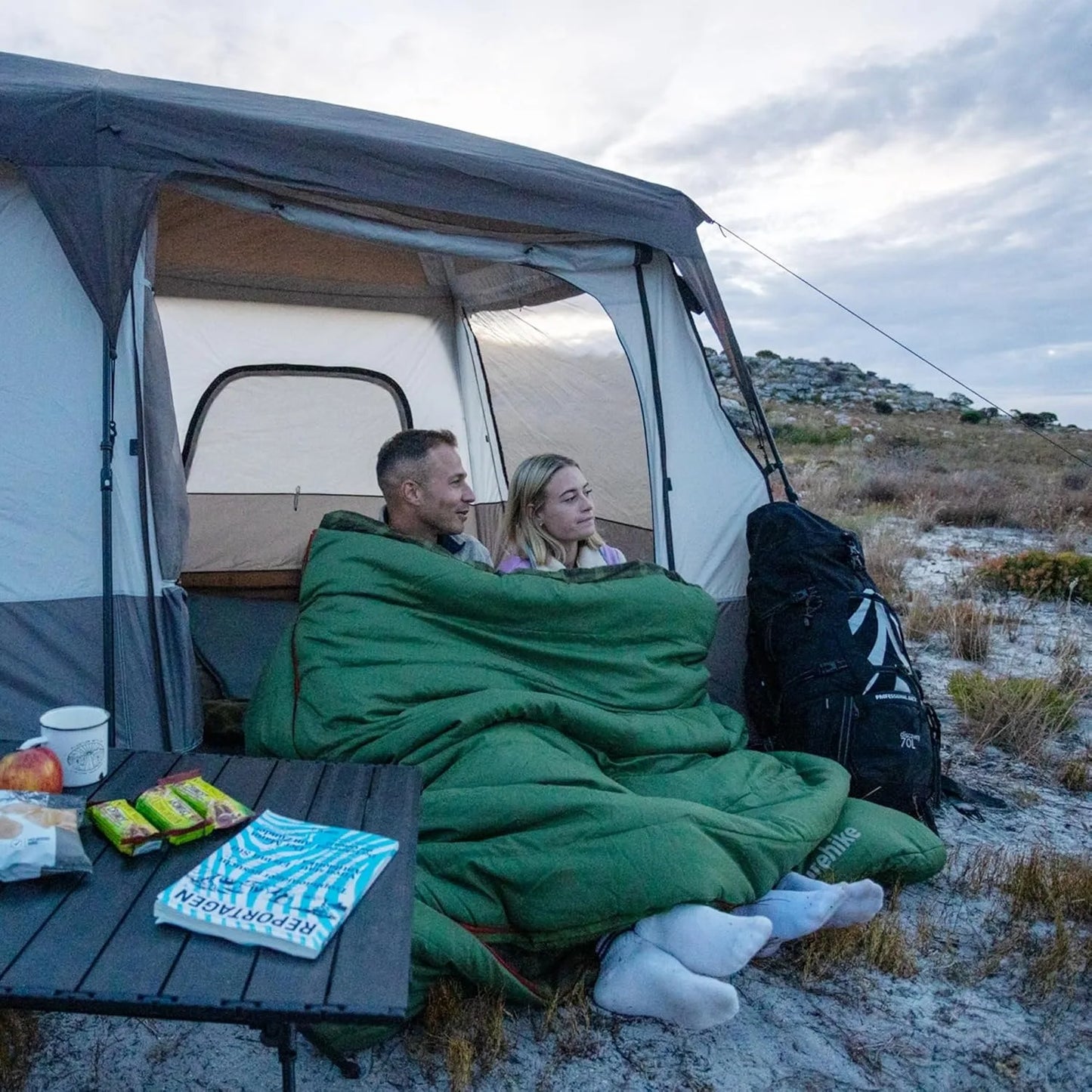 Flannel Sleeping Bag Two Person with Pillows for Adults Couples All Seasons Camping Hiking Backpacking Sleeping Bag