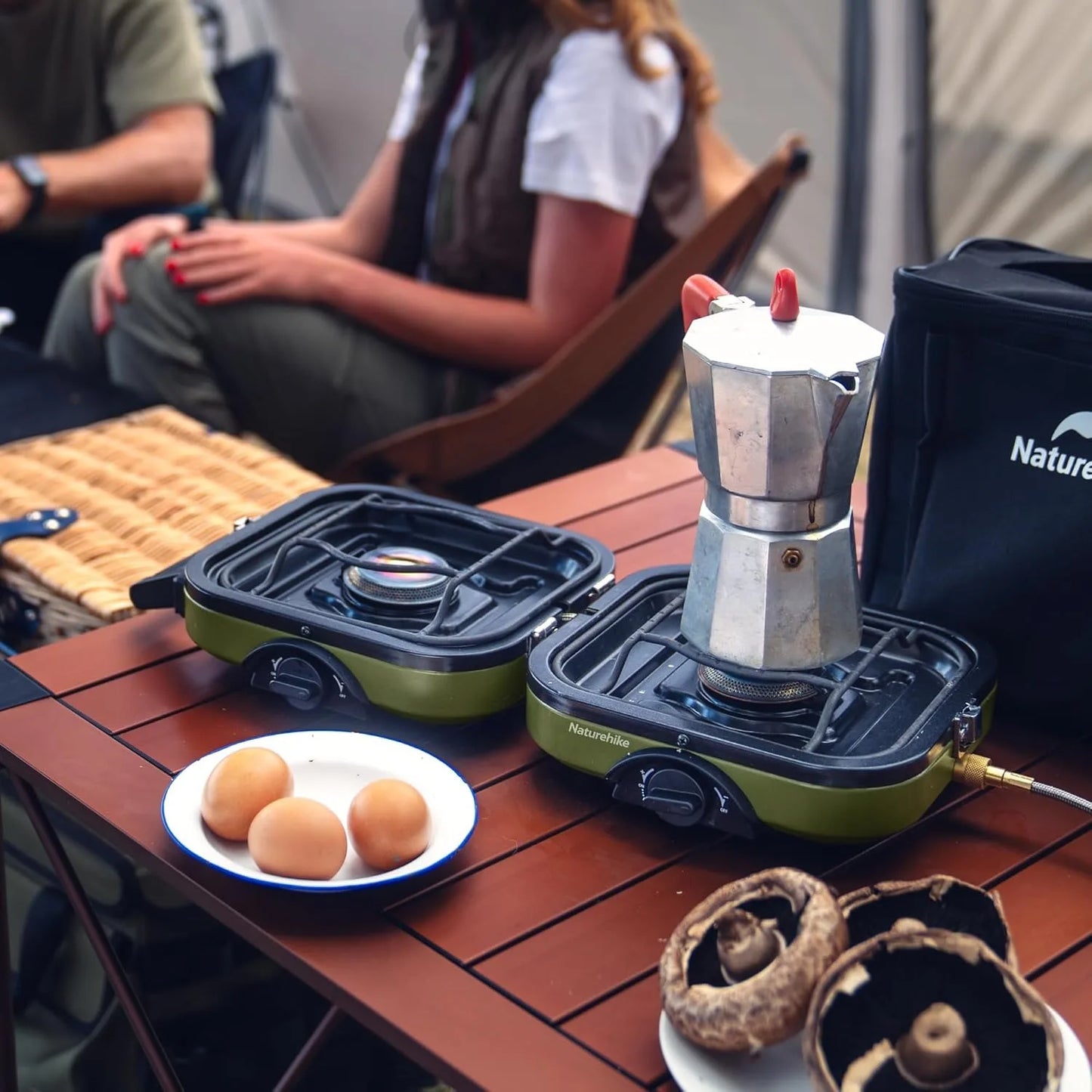 2 Burner Folding Camping Stove Portable Propane Gas Stove with Carry Bag 16000 BTU Stove Outdoor Picnic Equipment