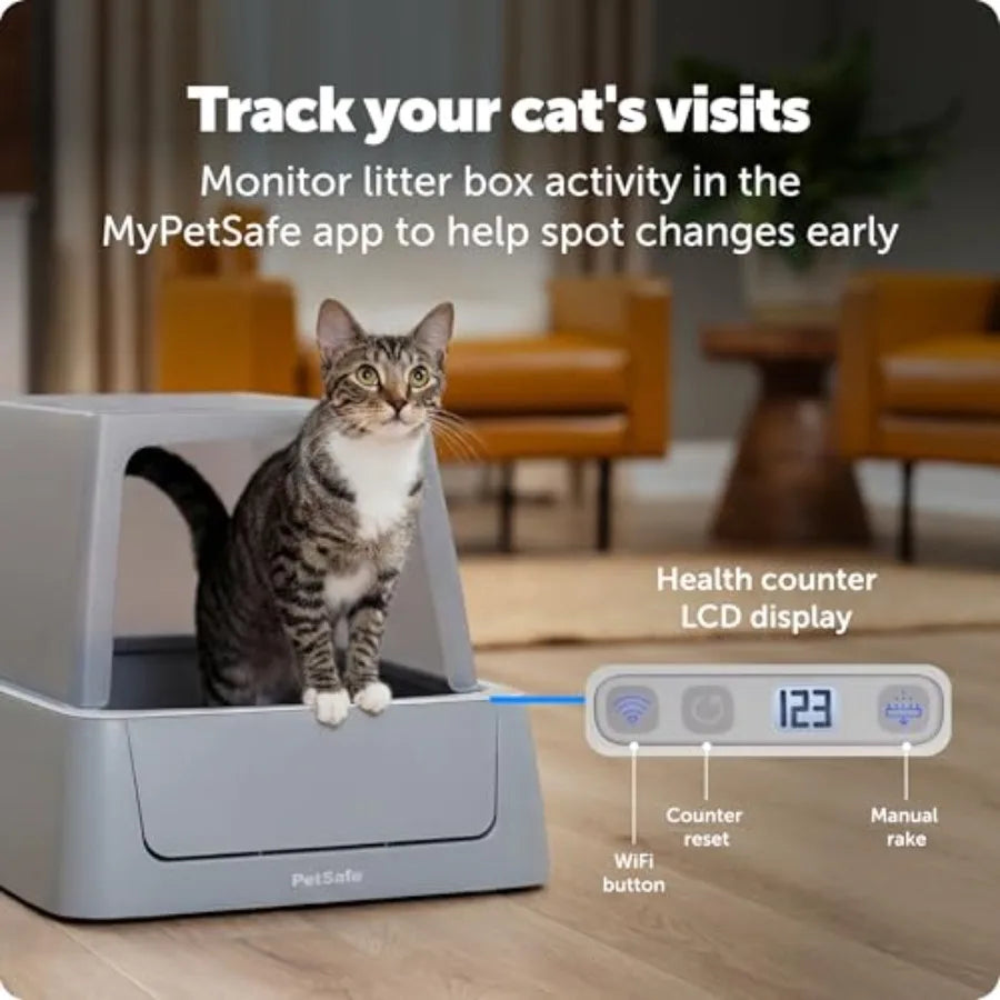 ScoopFree Crystal Smart Self-Cleaning Automatic Litter Box - Front Entry - Covered Motion-Sensing Cat Box with Integrated Health Counter