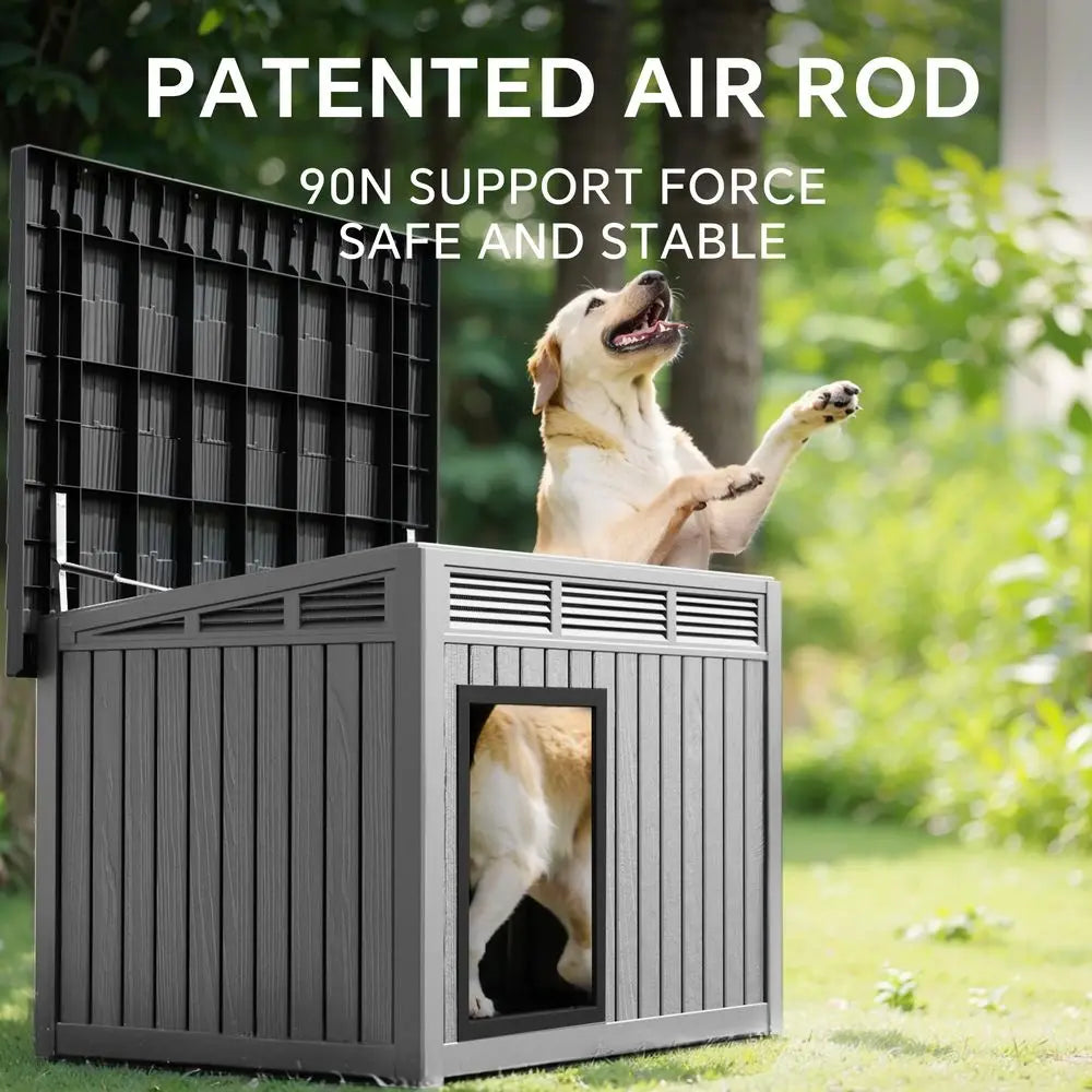 Insulated Dog House Outdoor, Resin Weatherproof Dog Houses for Large Dogs Outside Premium Material with All Weather Protection