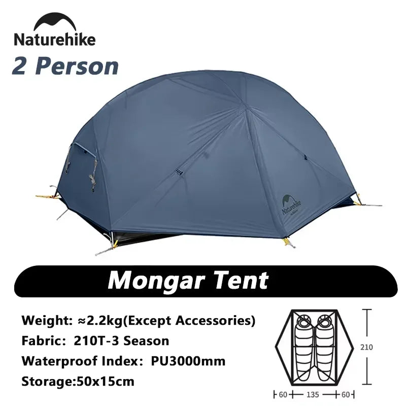 Mongar 2 Person Tent 20D Nylon 210T Waterproof Ultralight Camping Hiking Tent with Mat Backpacking Travel Tent