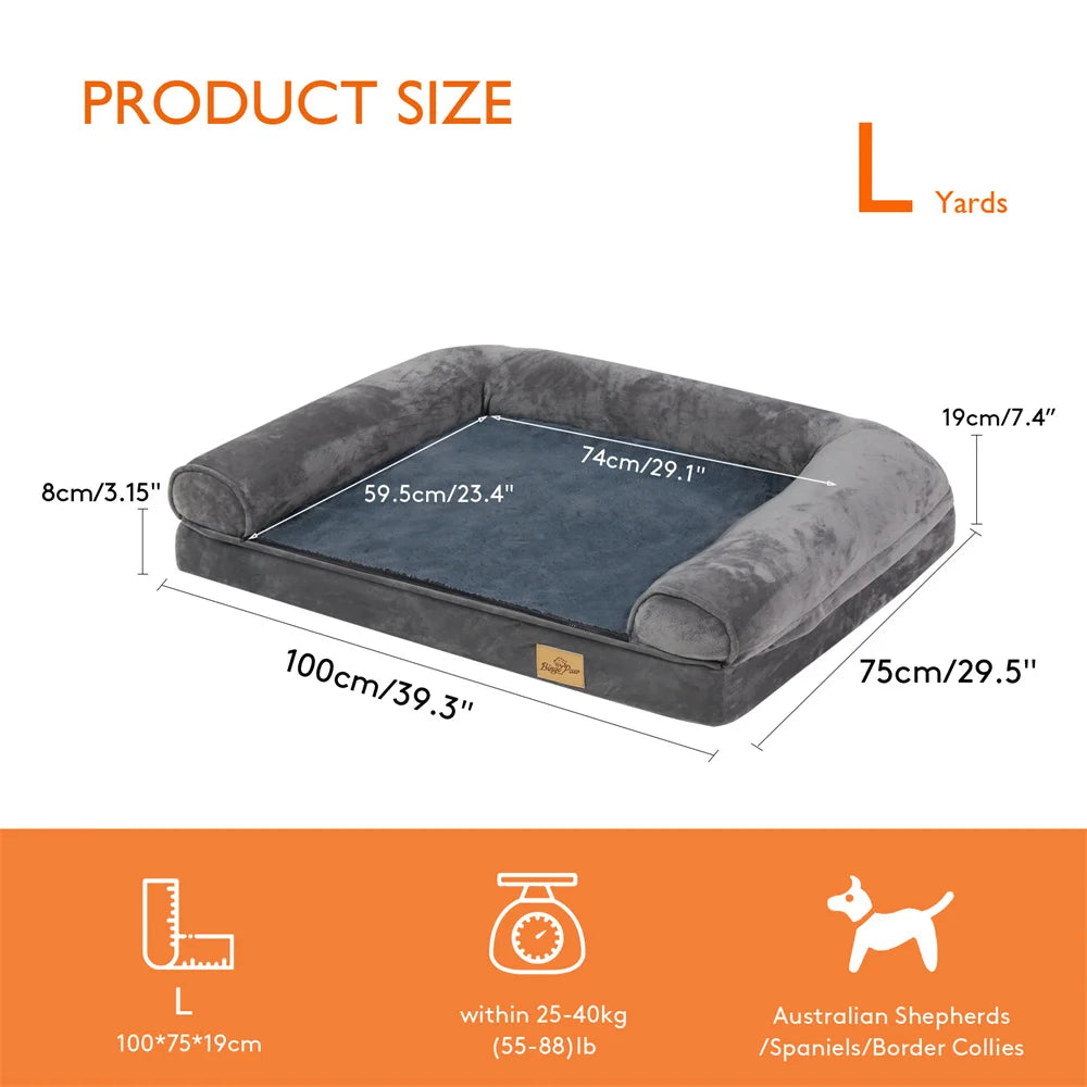 XXL XL Large Calming Dog Bed Orthopedic Memory Foam Sofa Couch Waterproof Removable Cover Plush Mat for Small Medium Large Dogs
