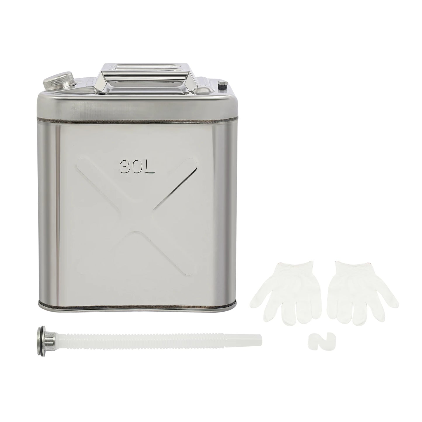 304 Stainless Steel Water Container 7.93 Gal, Portable Water Tank Oil Tank with Pouring Hose & Air Vent for Outdoor RV Camping