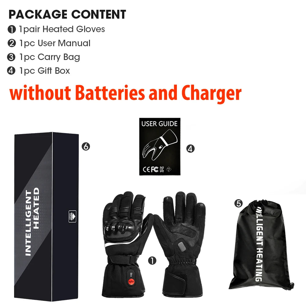 100% Waterproof Motorcycle Gloves Heated Guantes Bike Riding Heating Gloves With Battery Warmer Hand Joints Leather
