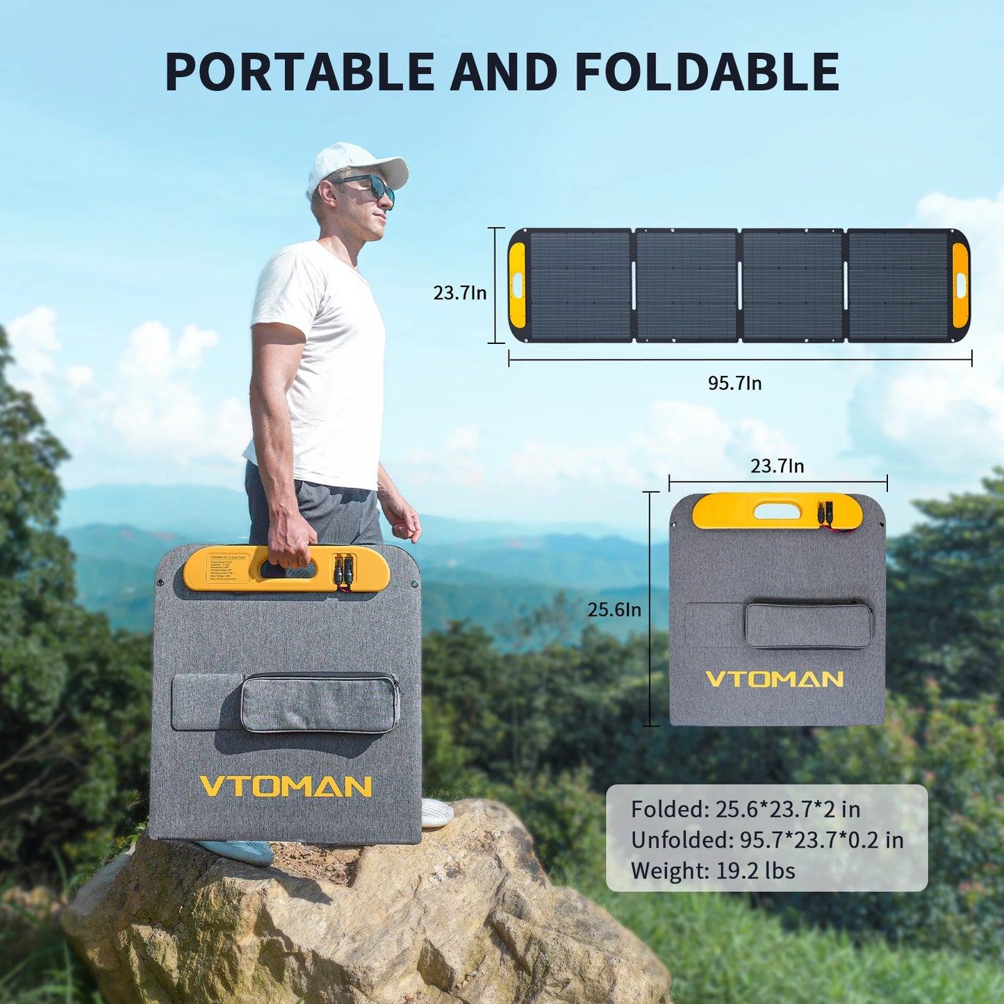 VS200 Portable Solar Panel 200W 19V Outdoor Rechargeable Solar Generator, High Efficiency Complete for Home Camping