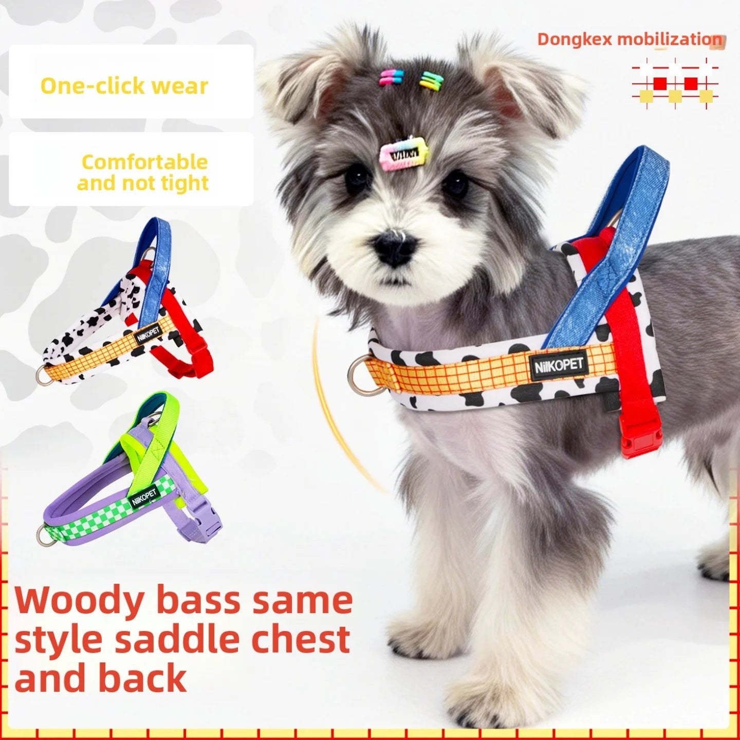 Dog Leash with Saddle-Style Harness for Small And Medium-Sized Dogs, Specially Designed for Outdoor Dog Walking, Anti-Shock Vest