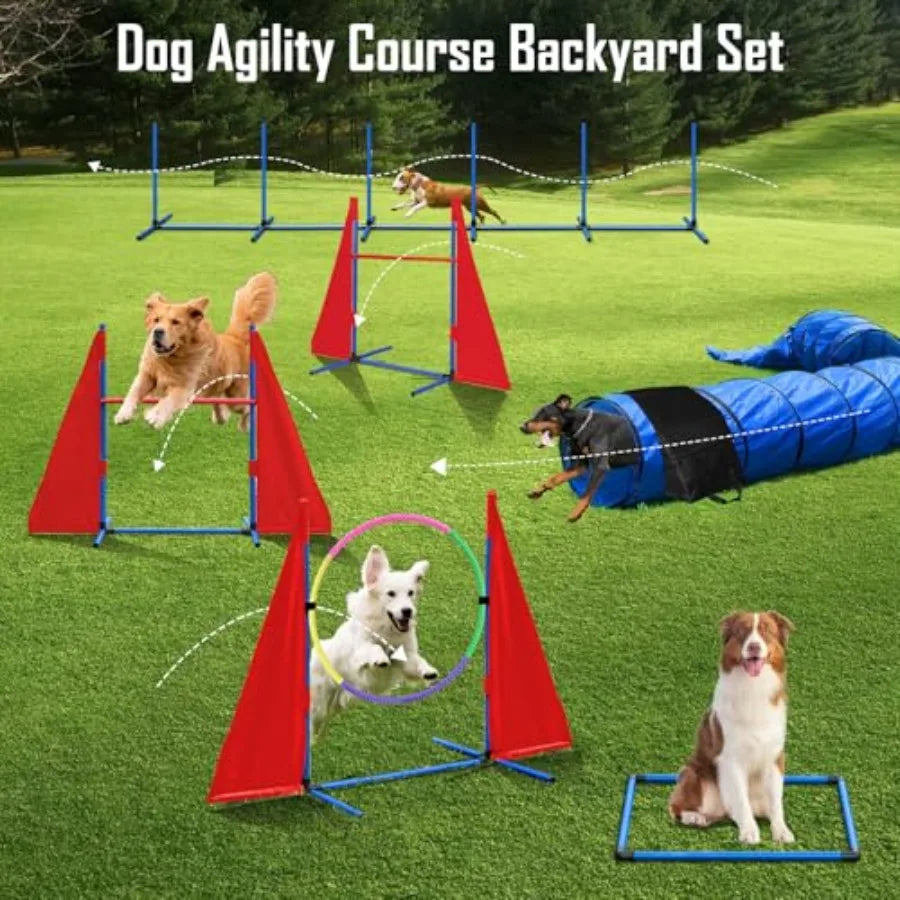 Dog Agility Course Backyard Set, Dog Agility Equipment, Portable Agility Training Equipment for Dogs, Build Dog Obstacle Course