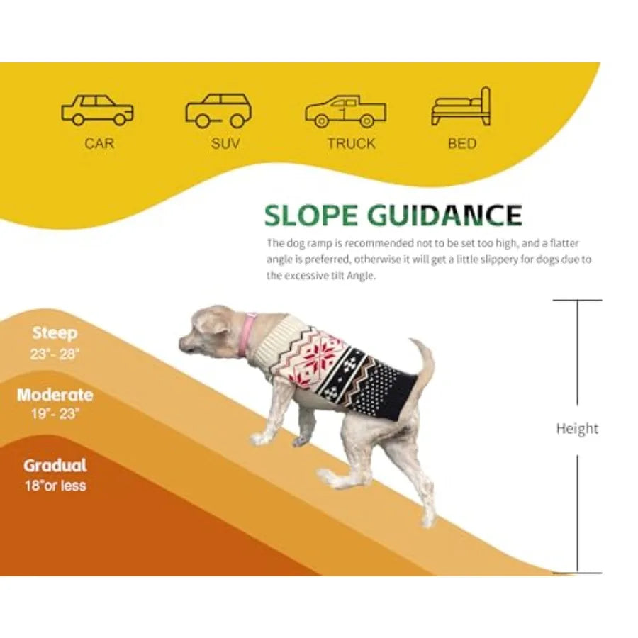 Pet Ramp for Dogs and Cats Foldable Portable Dog Ramp with Non-Slip Surface Lightweight Travel Ramp for Cars SUVs Beds