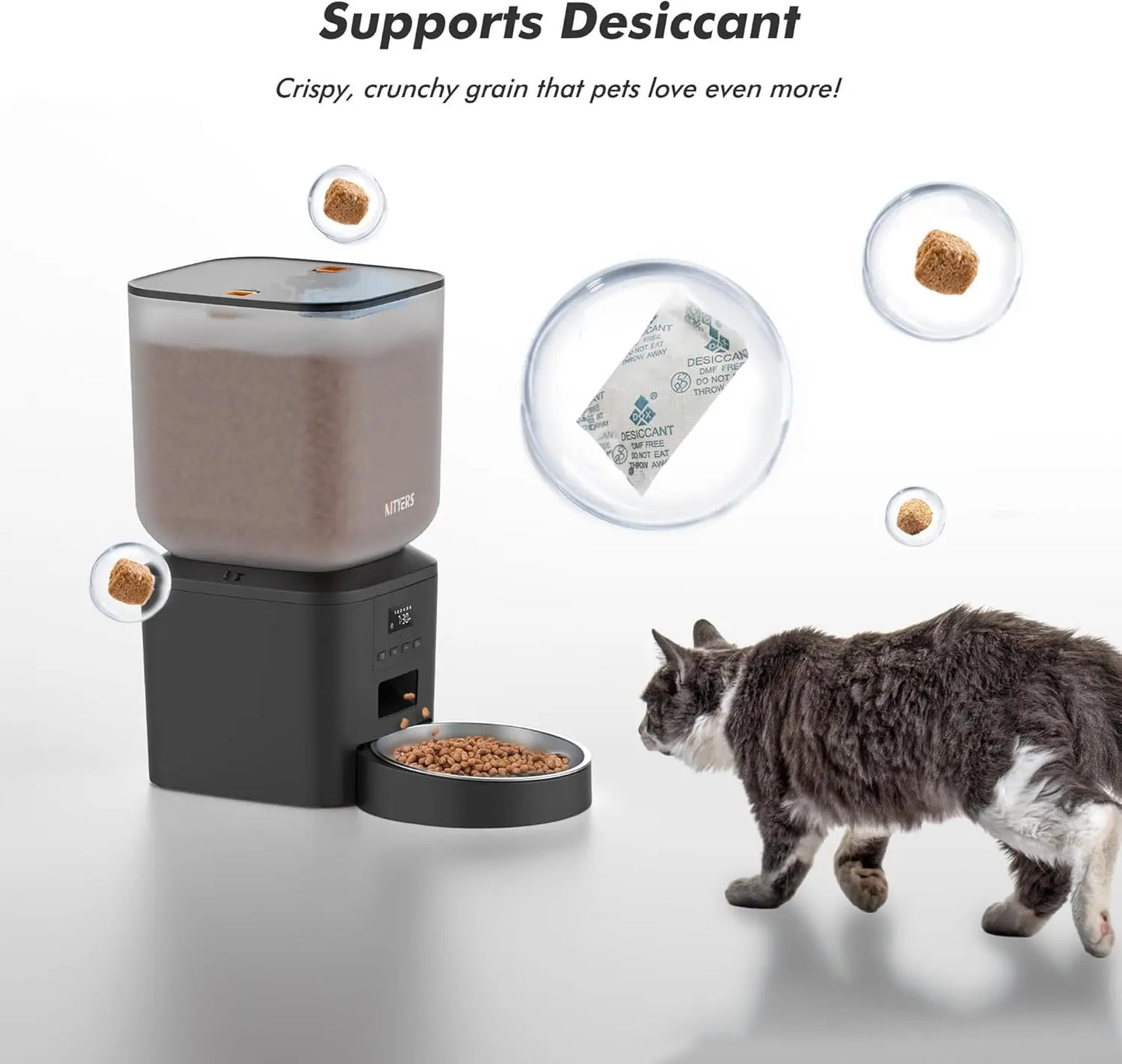 8L Automatic Dog Feeder, Smart Pet Food Dispenser with Key Control, Voice Recorder, Dual Power Supply, Timed Auto Cat Feeder with Stainless Steel Bowl