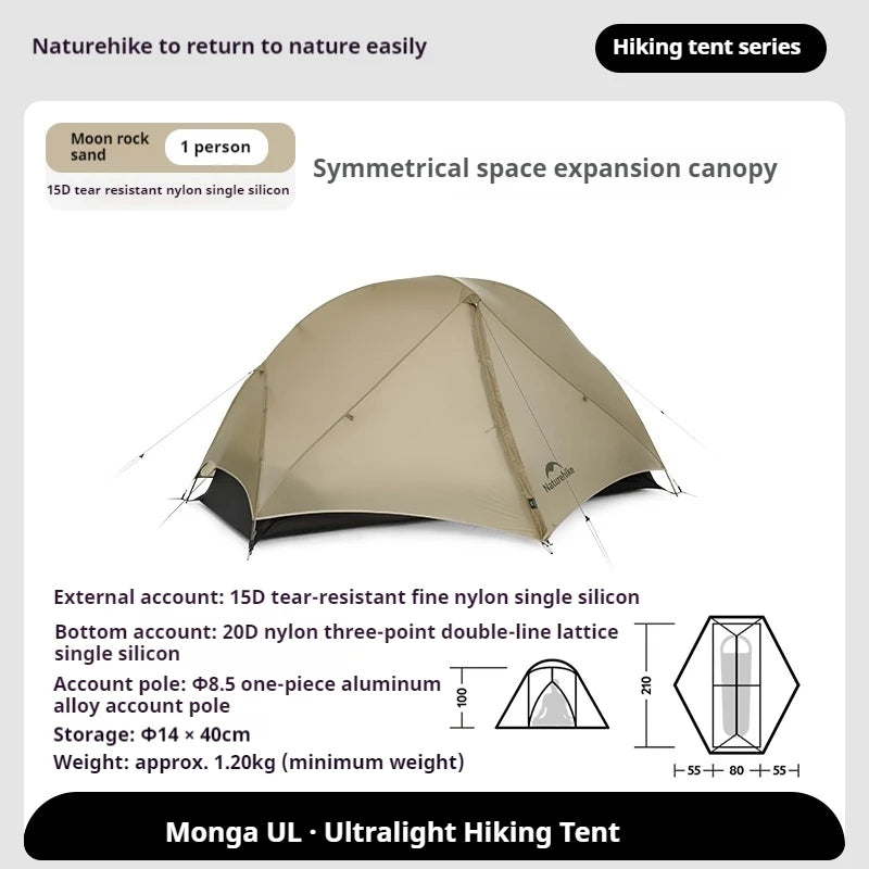 Mongar UL Camping Tent 15D Nylon Lightweight 1 or 2 People 3 Seasons Tent Waterproof Portable Outdoor Tent With Mat