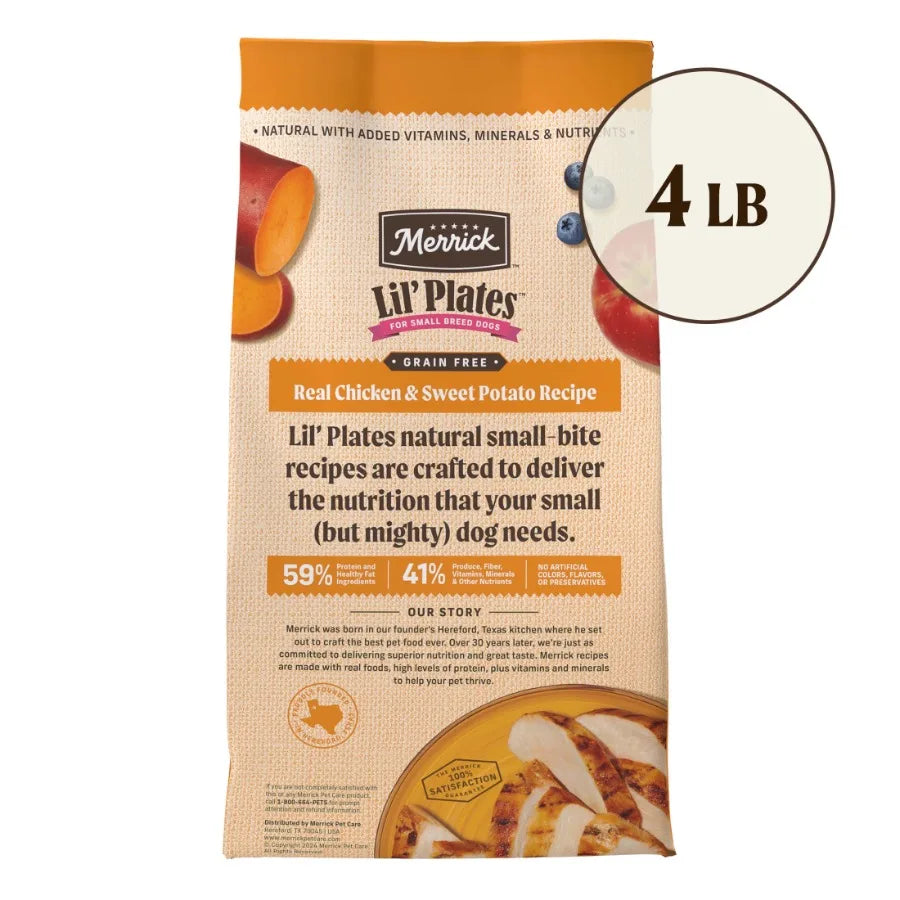 Premium Grain Free Dry Dog Food For Small Dogs, Real Chicken And Sweet Potato Kibble, 4.0 lb. Bag