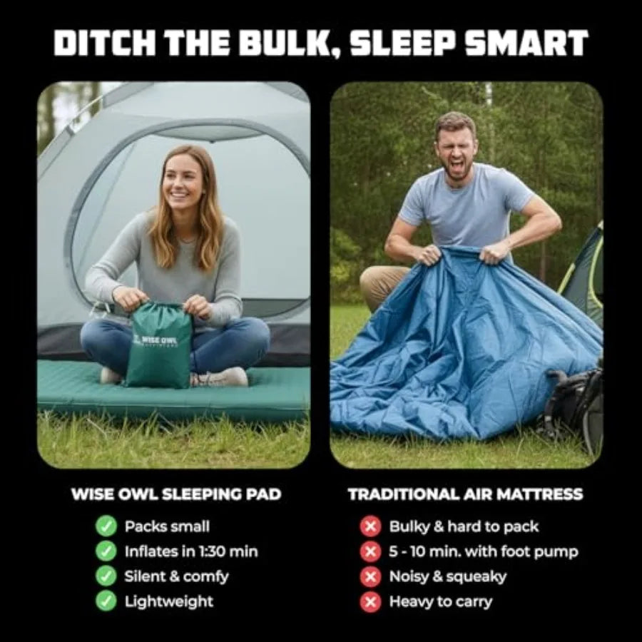 Self Inflating Sleeping Pad with Electric Pump 4" Camping Air Mattress Pad with Foam for Adults Camp Mat for Tent SUV and Road