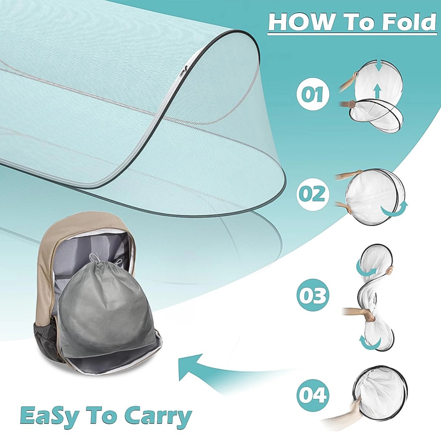 78x31x22in Large Pop-Up Mosquito Net, Lightweight, Breathable, and Soft Convenient Mesh Tent, Foldable and Durable, Mosquito Net