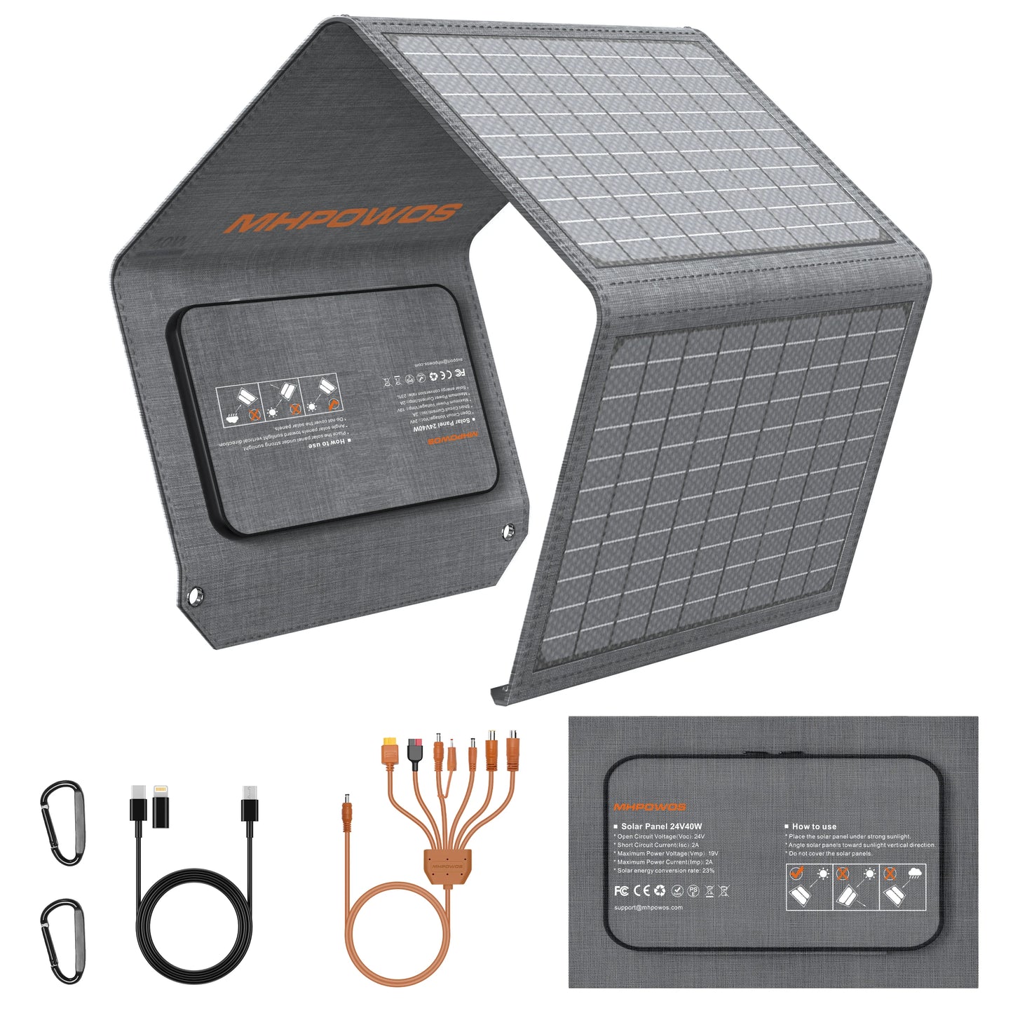 120W/80W/40W Foldable Solar Panel USB C/USB A/DC Output Solar Charger For Cell Phone Outdoor Waterproof Power Bank for Camping