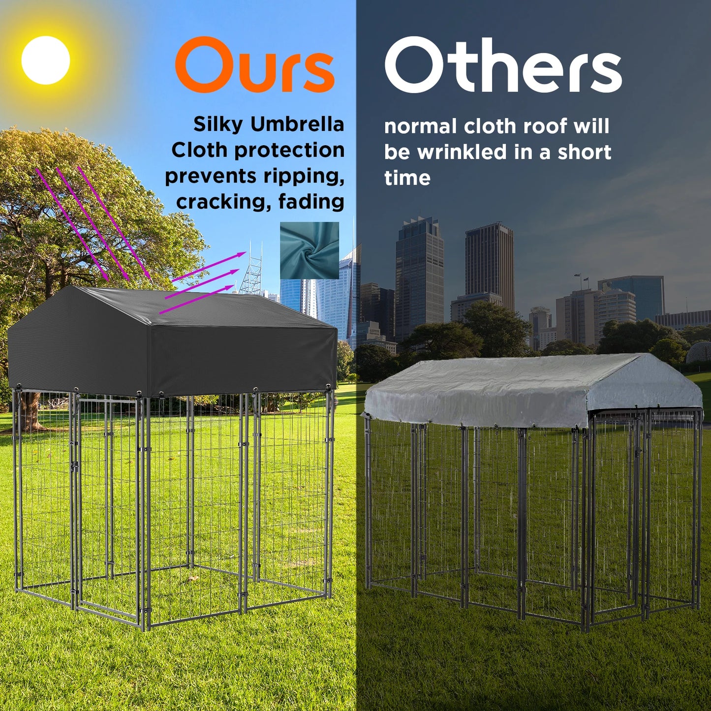 Oversized Dog Cage, Pet Run Enclosure, Playpen with Roof, for Outdoor Pet Kennel, High Fence