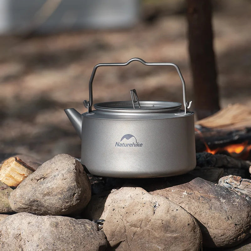 Titanium Water Kettle 0.8L Black Ultralight Cooking Kettle Camping Outdoor Boiling Water Coffee Tea