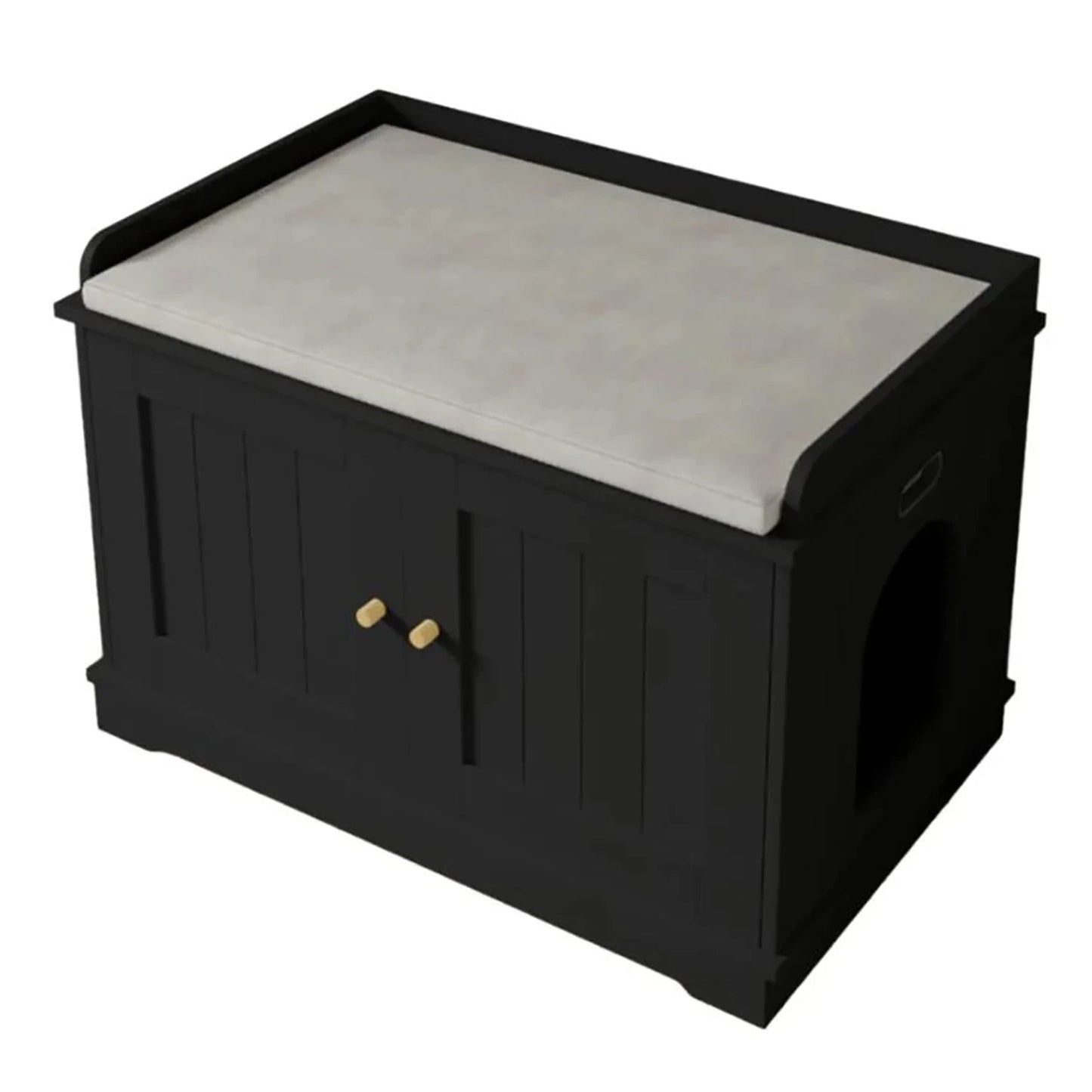 31.5 Inch Wooden Cat Litter Box Enclosure Hidden Litter Box With Barn Door Ventilated Large Pet House Furniture For All Cats