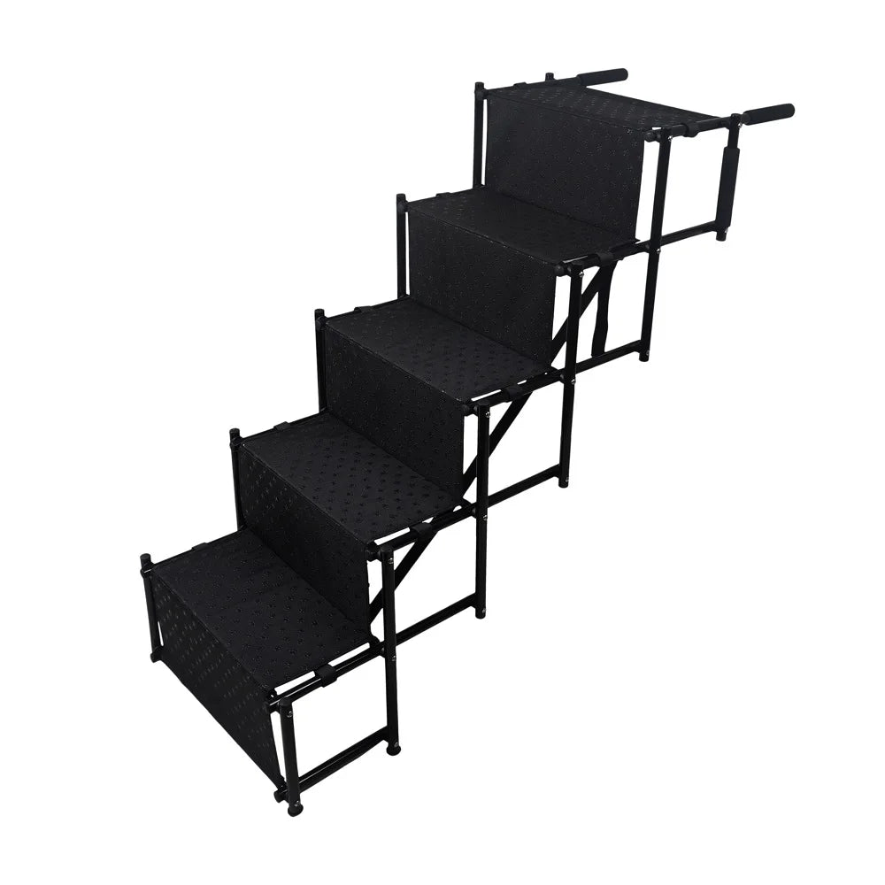 5 Steps Foldable Portable Dog Steps with Nonslip Surface Dog Car Ramp for Large Dog Support Up To 150 Lbs for Cars and SUV Truck