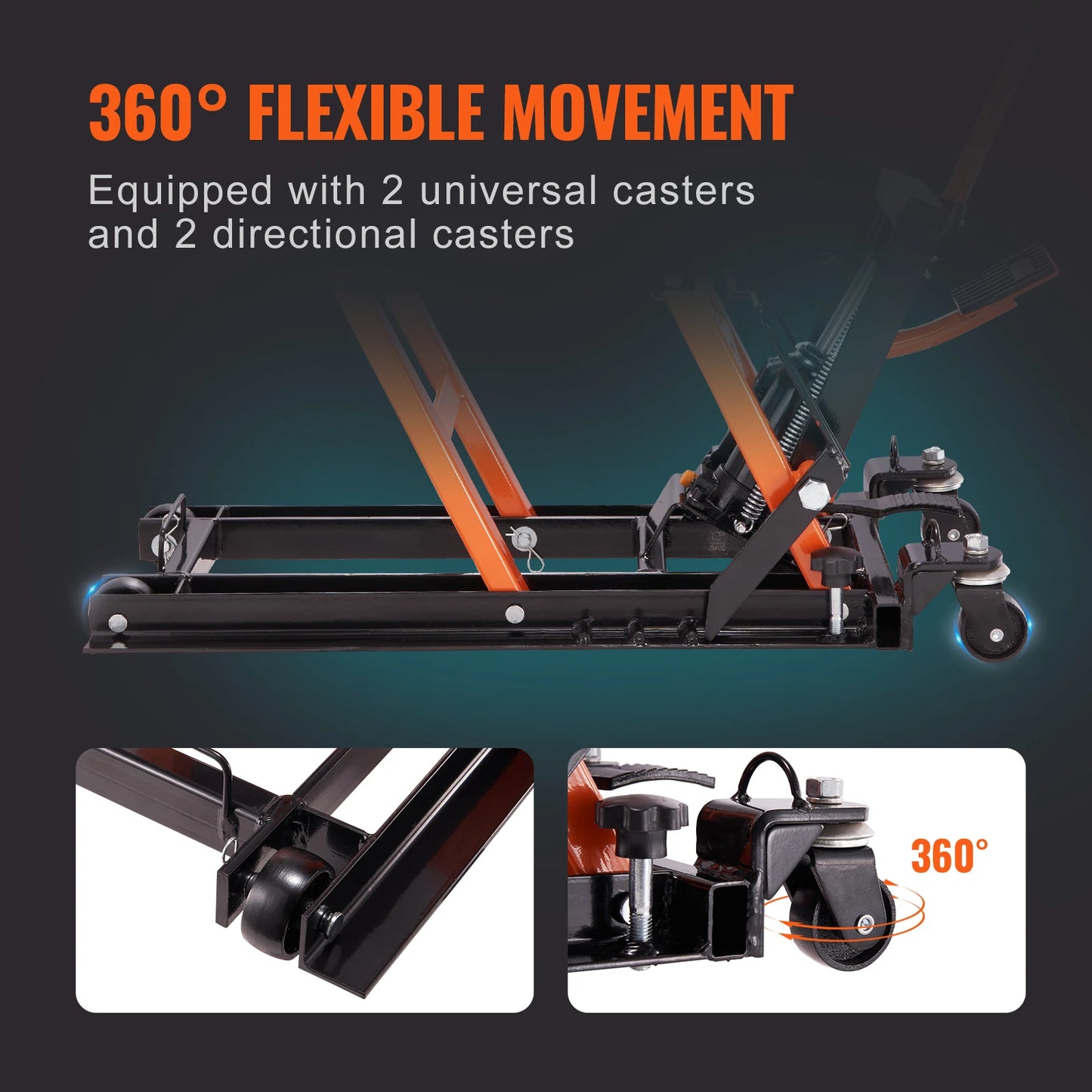 1500 LBS Steel Hydraulic Motorcycle Jack Stand ATV Scissor Lift Jack Scissor Lift Jack Stand with 4 Wheels for ATV UTVs
