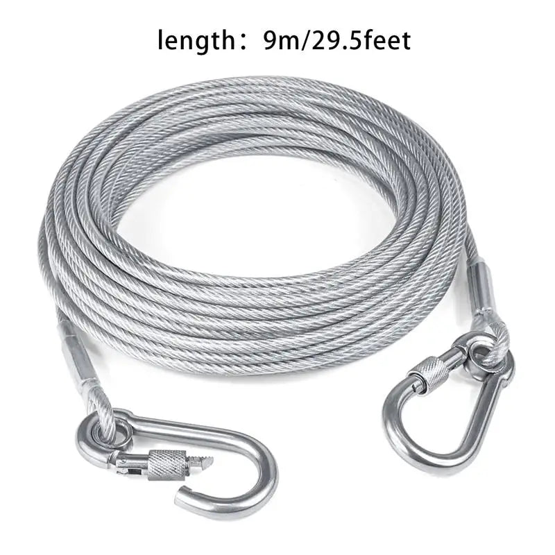 Double-Headed Dog Tie Out Cable Leash, Traction Rope with Metal Buckle, Steel Wire Anti-Rust Training Collar, Outdoor Dogs Strap