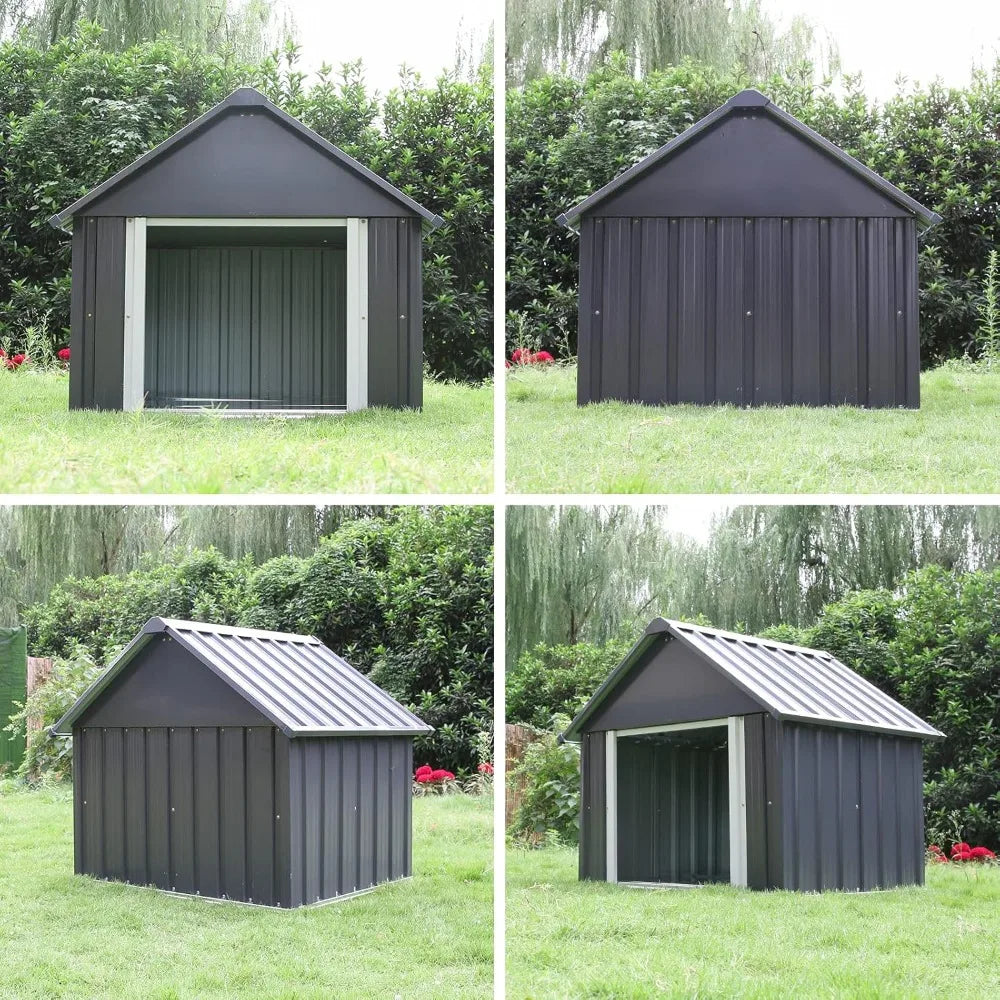 34 X 38 X 35 Inch Metal Dog House, Indoor Outdoor Doghouse for Medium Large Dogs, Weatherproof Puppy Shelter, Sturdy and Long-Lasting