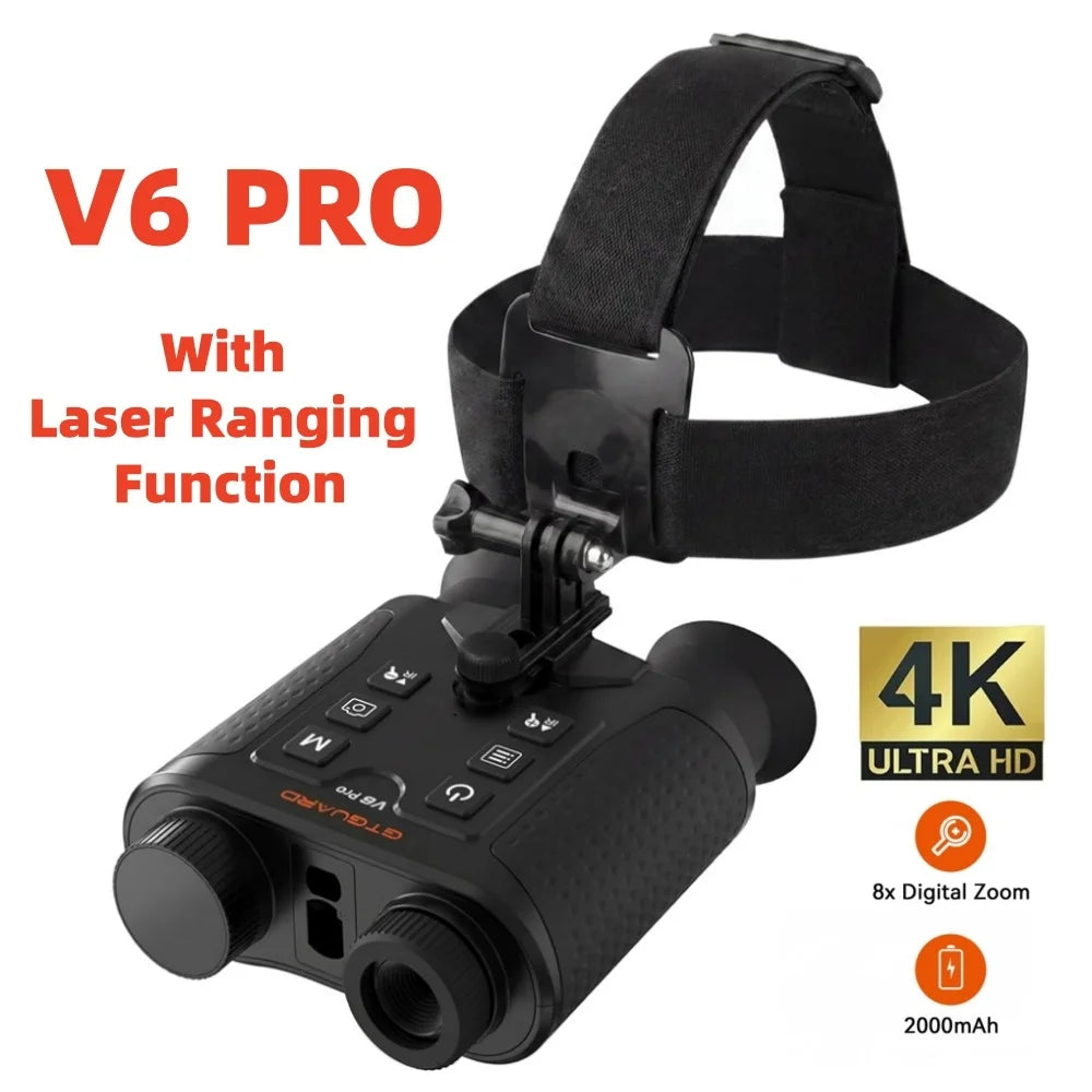 V6 PRO Infrared 4K Night Vision Binoculars Goggles 8X Digital Zoom 300M Full Darkness Photo & Video Telescope for Hunting