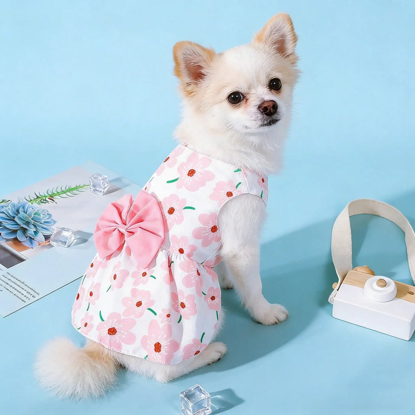 1pc Vibrant Floral & Fruit Pattern Pet Dress Outfit, For Cats & Dogs
