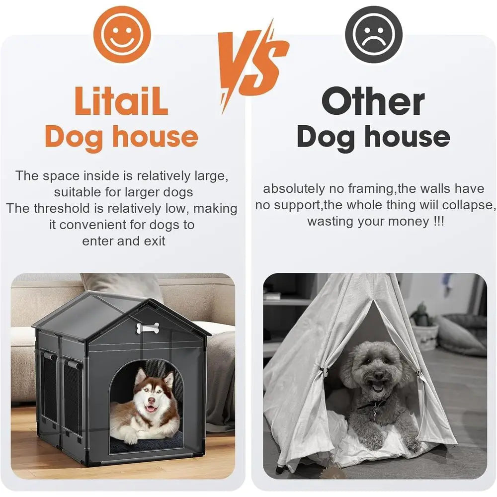 Indoor Dog House for Medium-Sized Dogs, Indoor Pet House with Warm Mat, Dog Bed House, Warm Portable Tent with Soft Cushion