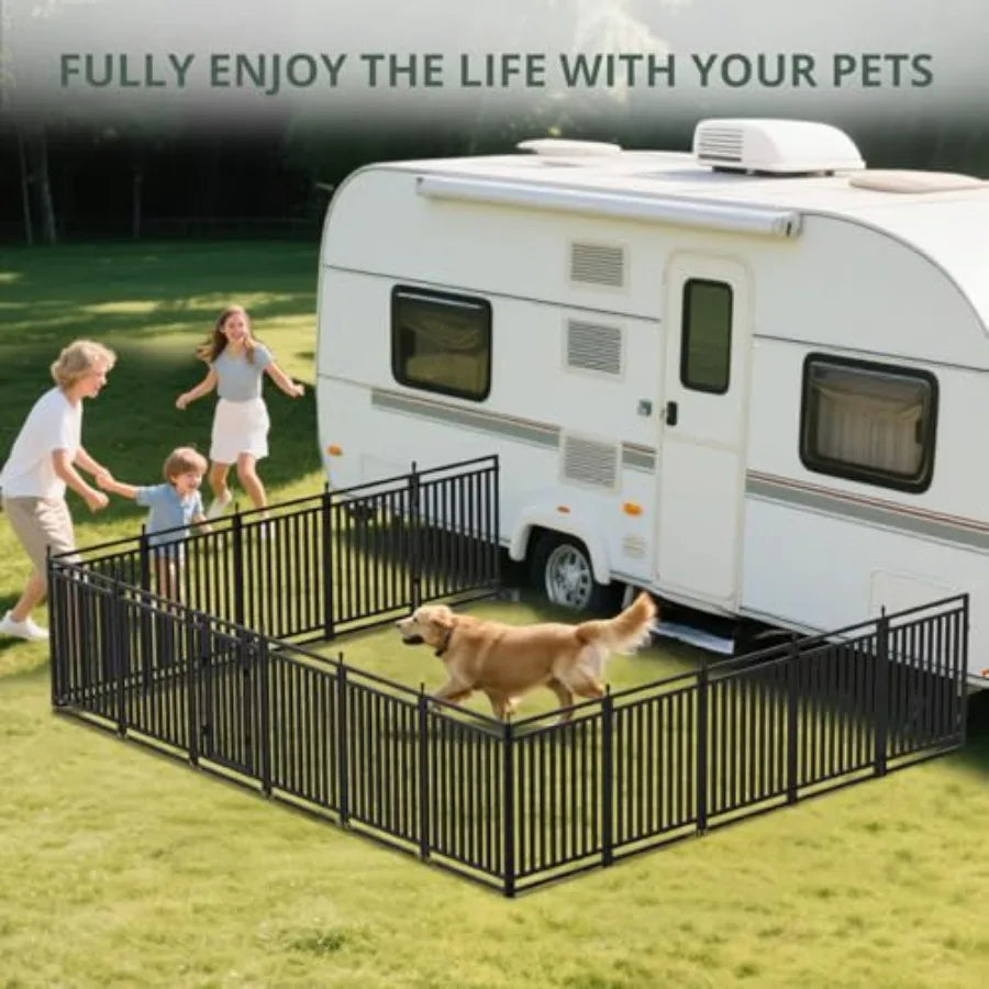 Dog Fence Outdoor for Yard Dog Playpen Indoor 40 Height 16 Panels Portable Puppy Playpen Dog Kennel for RV Camping Black Silver